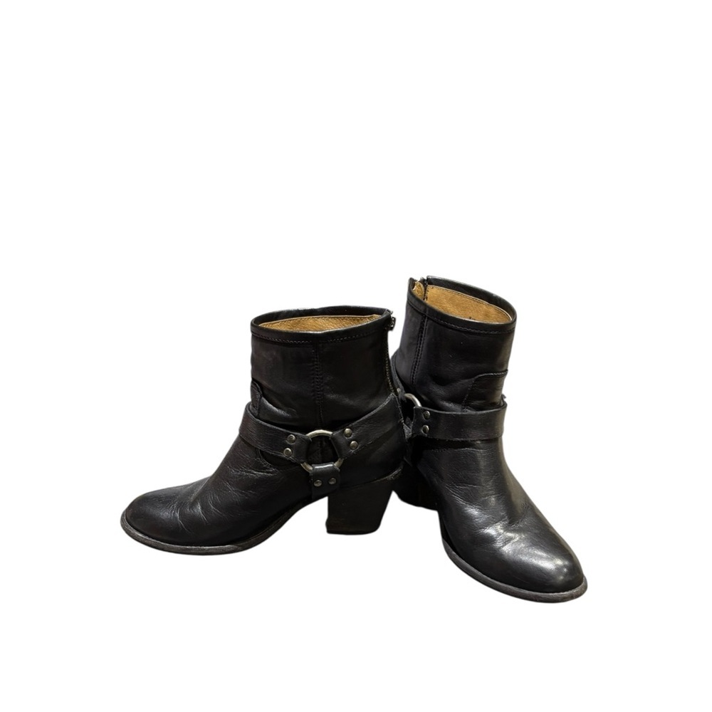 Frye Tabitha Harness Short Back Zip Boot Black Size 8.5 - Picture 3 of 16